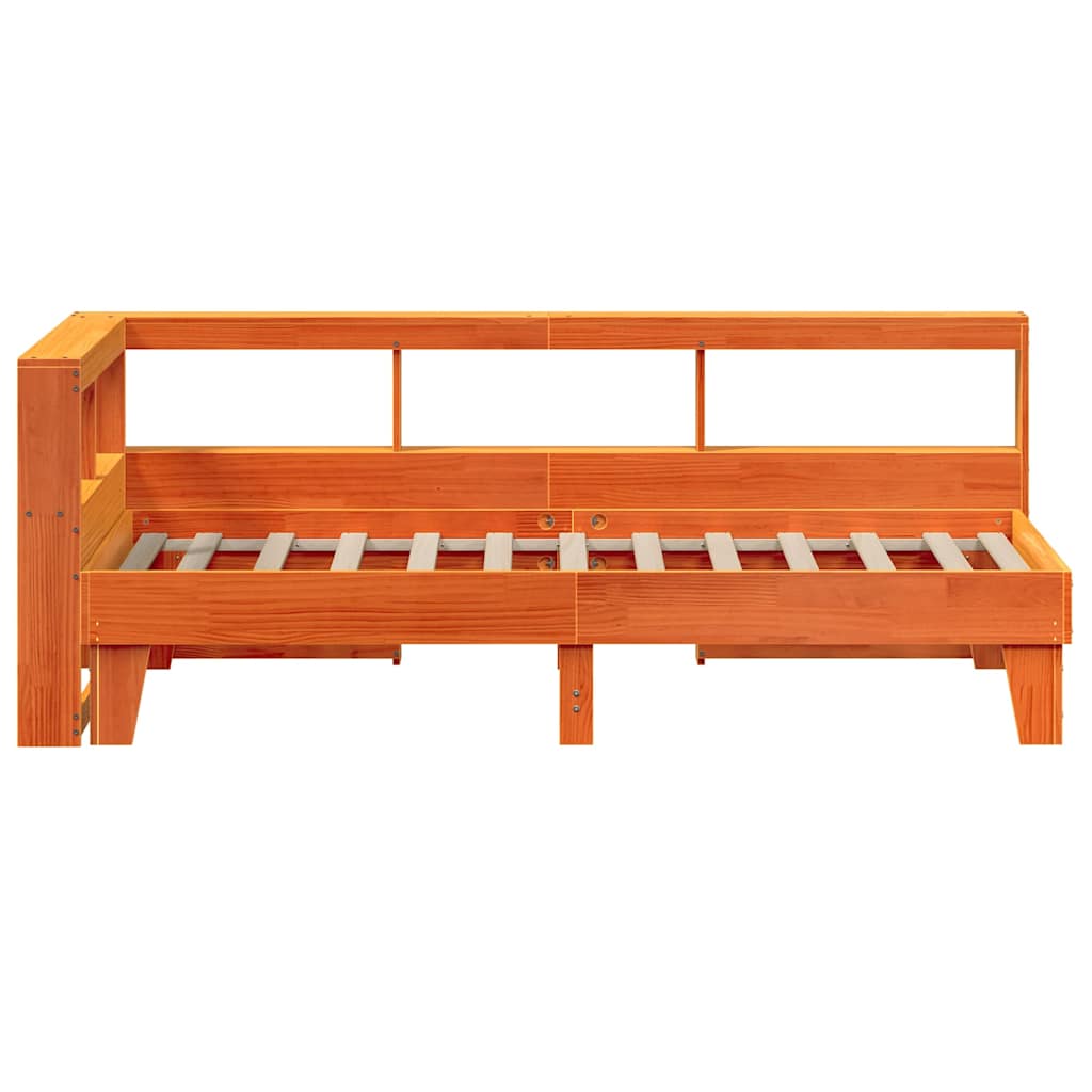 Bookcase Bed without Mattress Wax Brown 75x190cm Solid Wood Pine