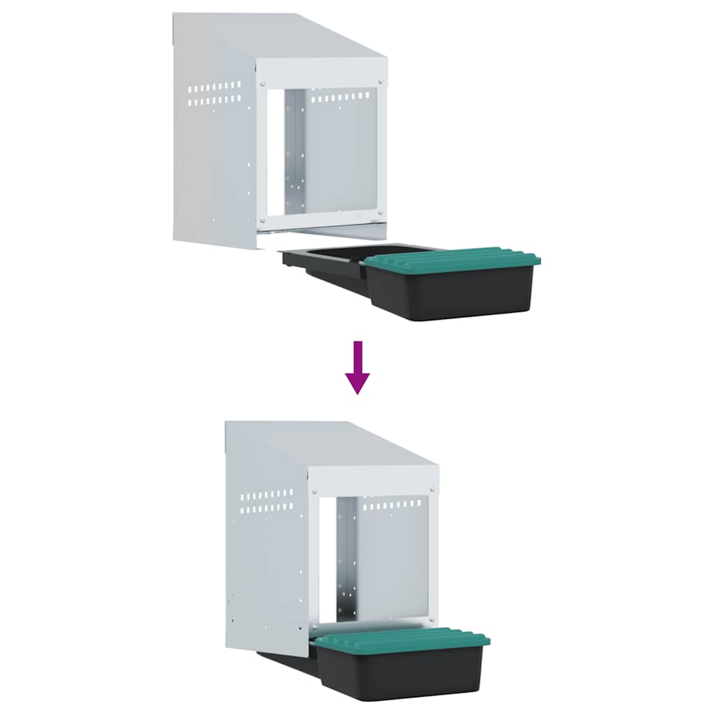 Chicken Nesting Box 1 Compartment Wall-Mounted Galvanised Steel