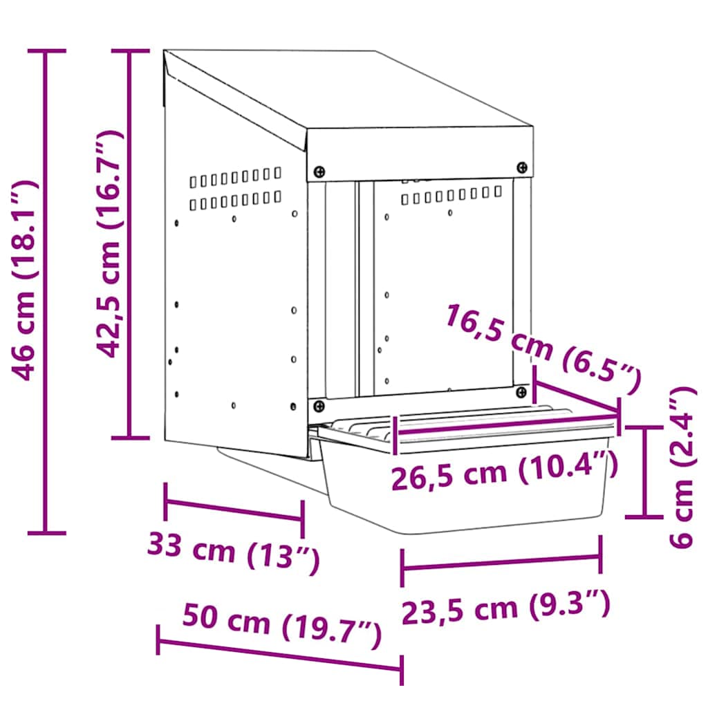 Chicken Nesting Box 1 Compartment Wall-Mounted Galvanised Steel