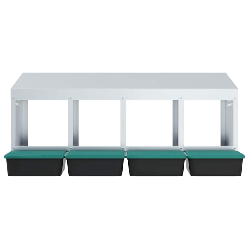 Chicken Nesting Box 4 Compartments Wall-Mounted Galvanised Steel