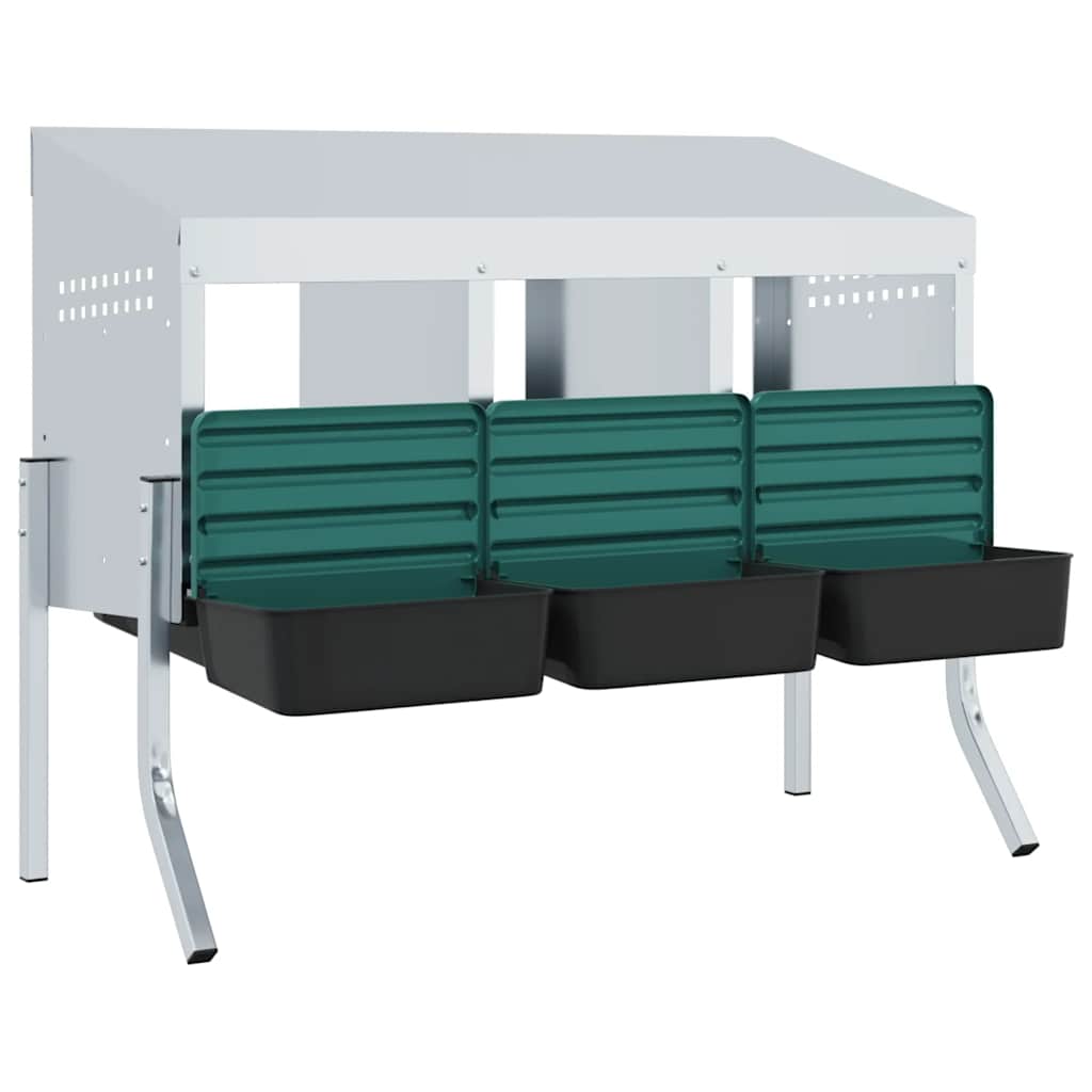 Chicken Nesting Box 3 Compartments with Legs Galvanised Steel