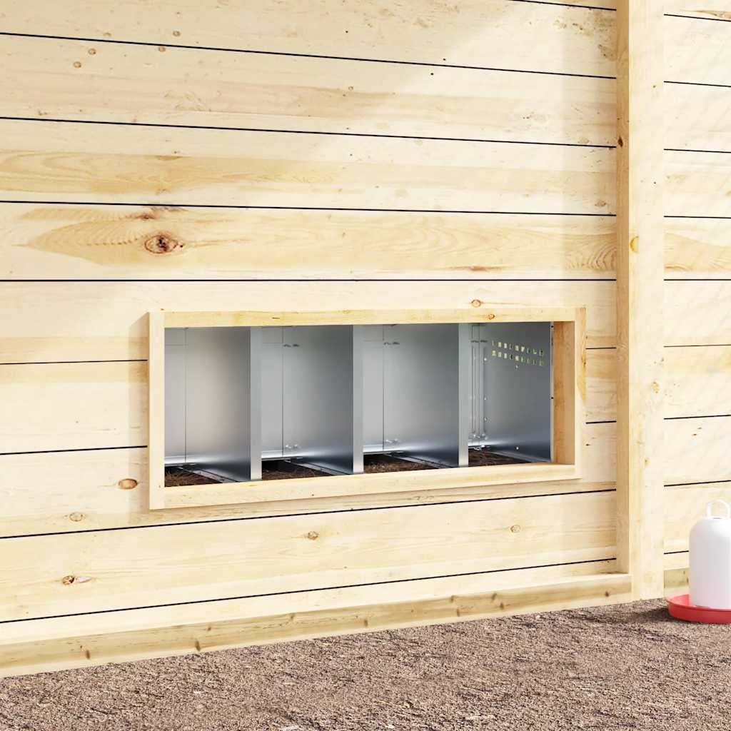 Chicken Nesting Box 4 Compartments Wall-Mounted Galvanised Steel