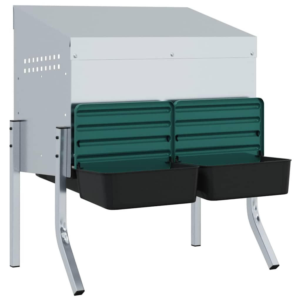 Chicken Nesting Box 2 Compartments with Legs Galvanised Steel