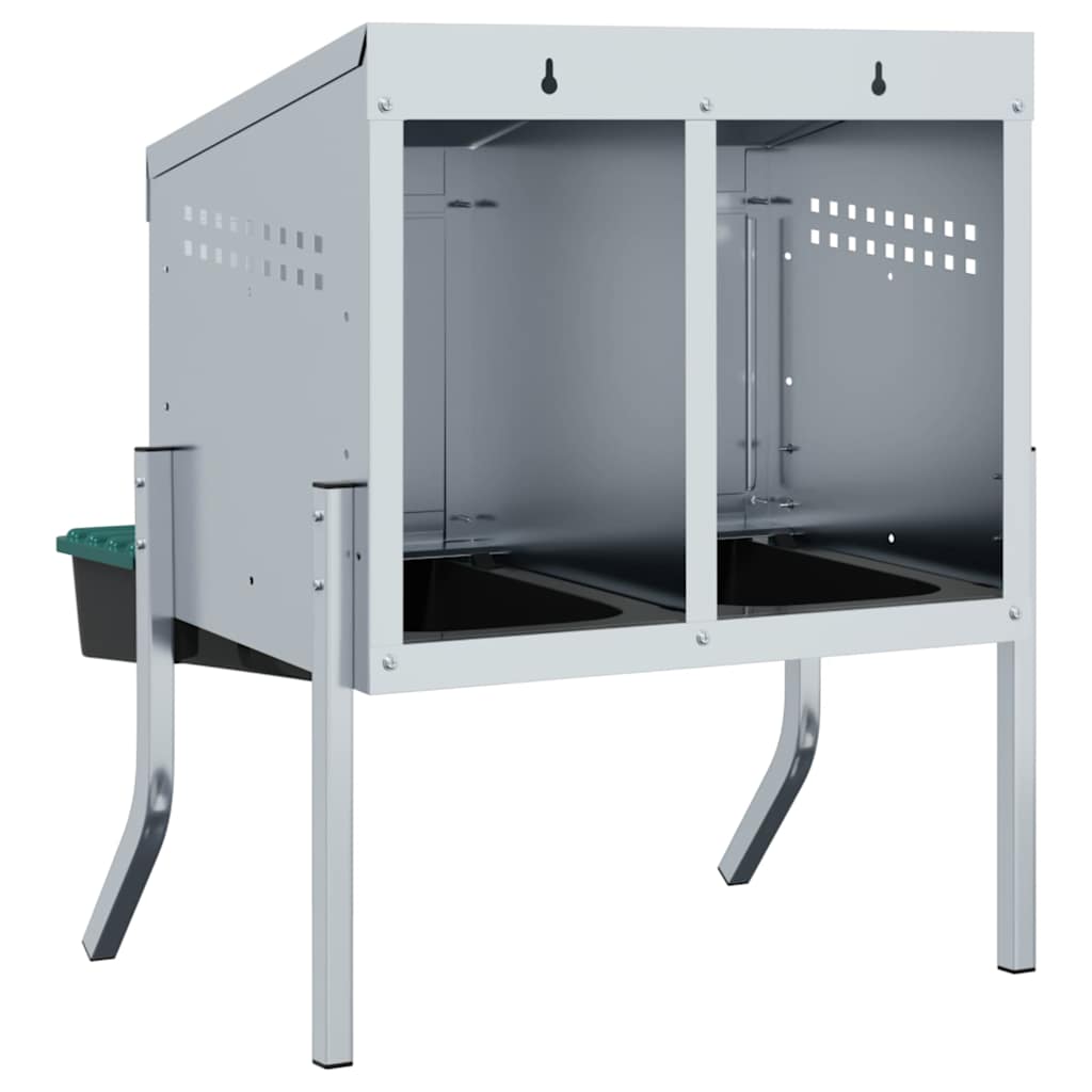Chicken Nesting Box 2 Compartments with Legs Galvanised Steel