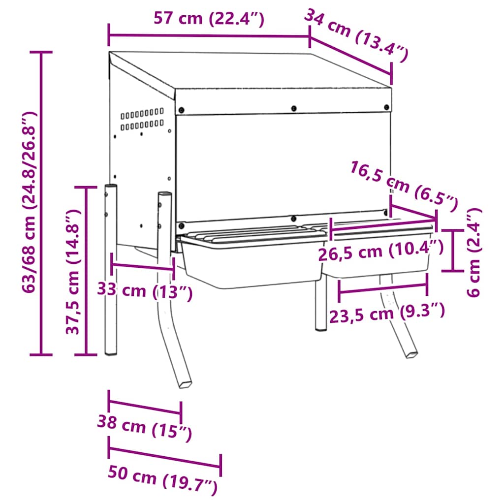 Chicken Nesting Box 2 Compartments with Legs Galvanised Steel
