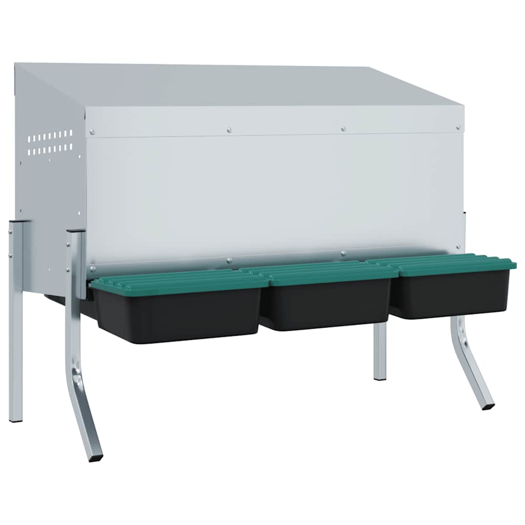 Chicken Nesting Box 3 Compartments with Legs Galvanised Steel
