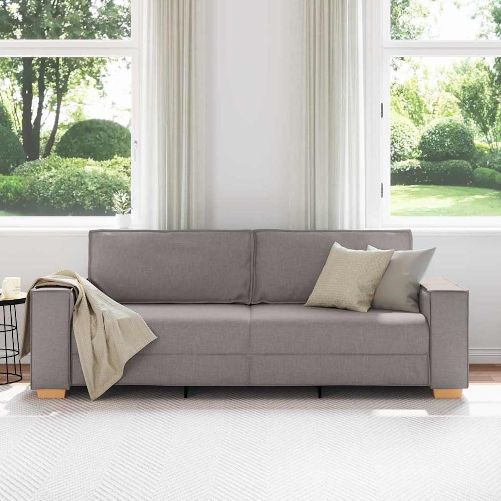 3-Seater Sofa with Cushion Taupe 220 x 78 x 84 cm Fabric