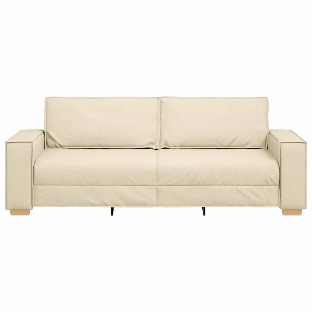 3-Seater Sofa with Cushion Cream 220 x 78 x 84 cm Fabric