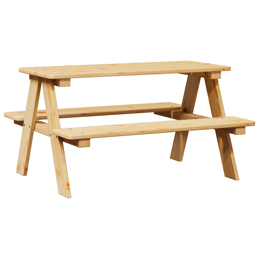 Children's Table with Benches IRUN 90x79.5x50 cm Solid Wood