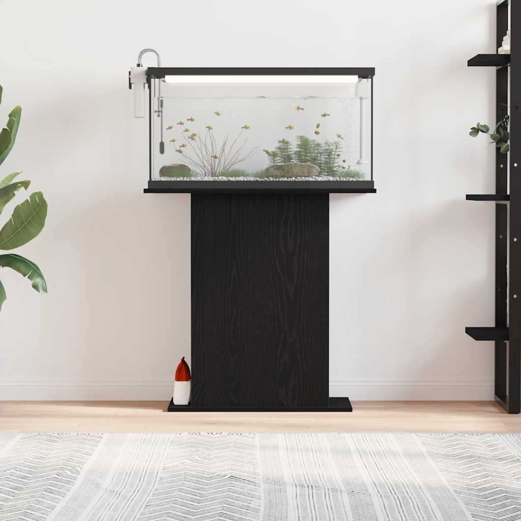Aquarium Stand Black Oak 75x36x72.5 cm Engineered Wood