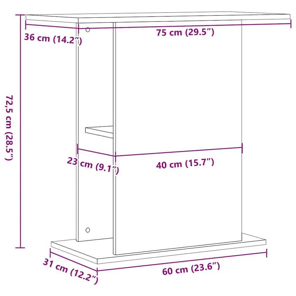 Aquarium Stand Black Oak 75x36x72.5 cm Engineered Wood