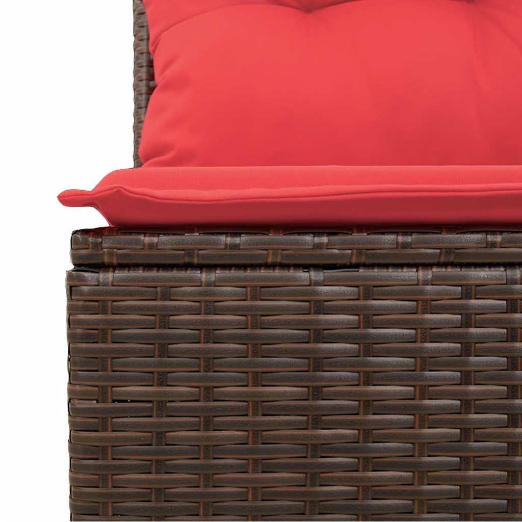 7 Piece Garden Sofa Set with Cushions Brown Poly Rattan