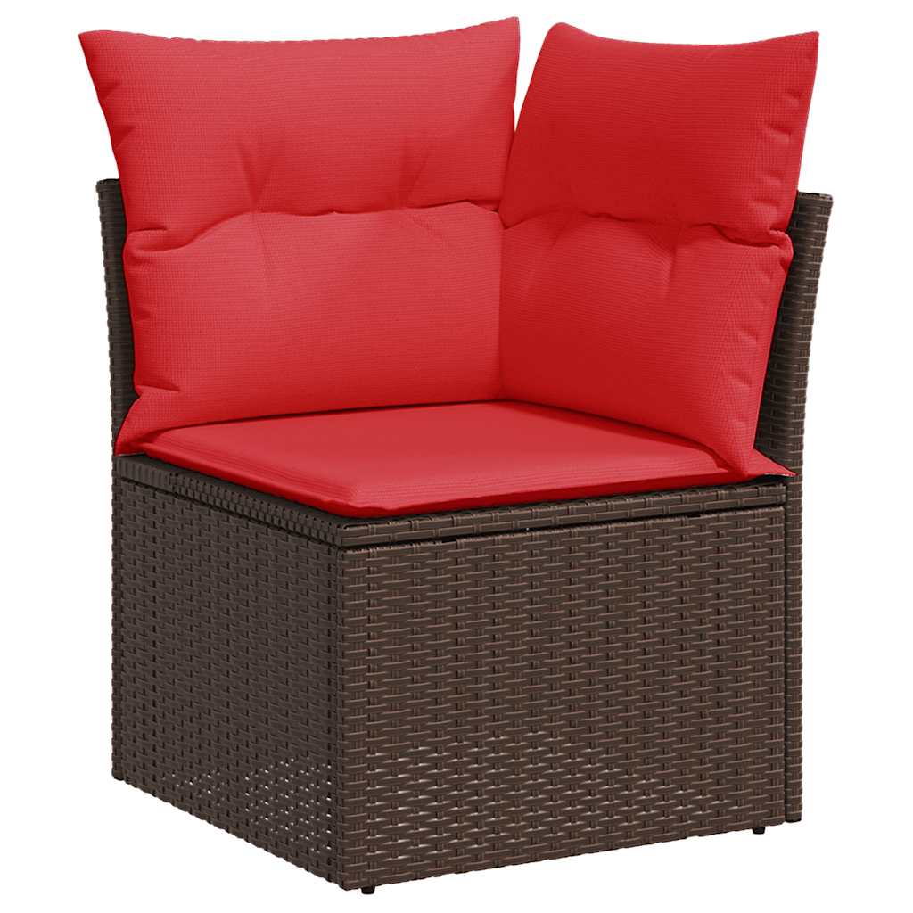 8 Piece Garden Sofa Set with Cushions Brown Poly Rattan
