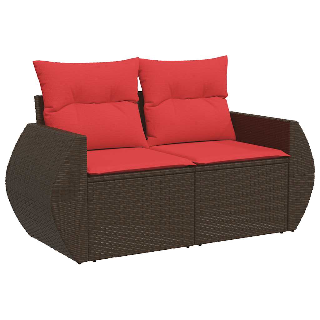 9 Piece Garden Sofa Set with Cushions Black Poly Rattan Acacia