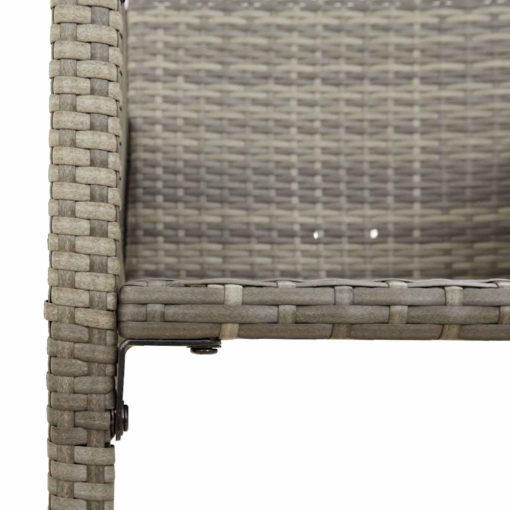 7 Piece Garden Bar Set without Cushions Grey Poly Rattan Acacia