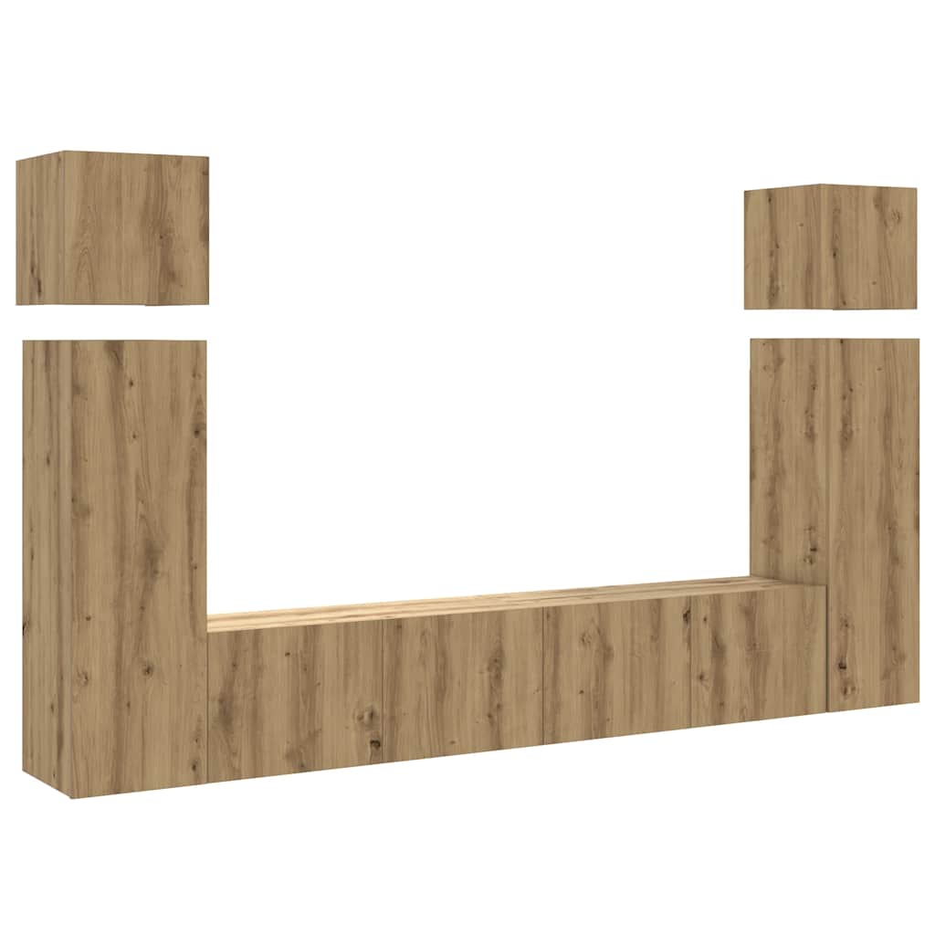 8 Piece TV Cabinet Set Wall-mounted Artisan Oak Engineered Wood