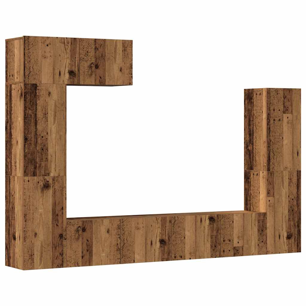 5 Piece TV Cabinet Set Wall-mounted Old Wood Engineered Wood