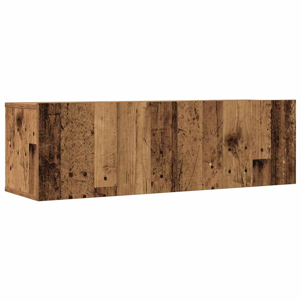 4 Piece TV Cabinet Set Wall-mounted Old Wood Engineered Wood