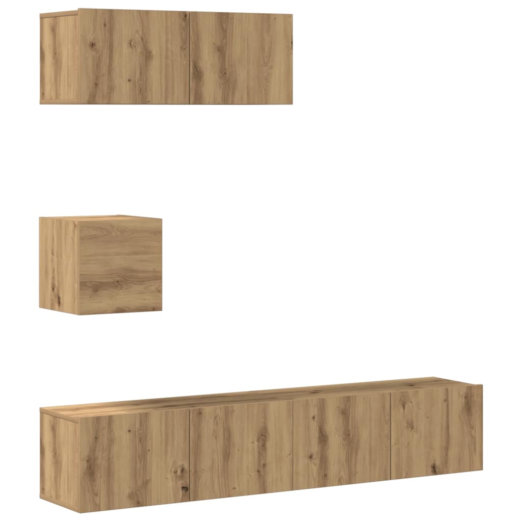 4 Piece TV Cabinet Set Wall-mounted Artisan Oak Engineered Wood