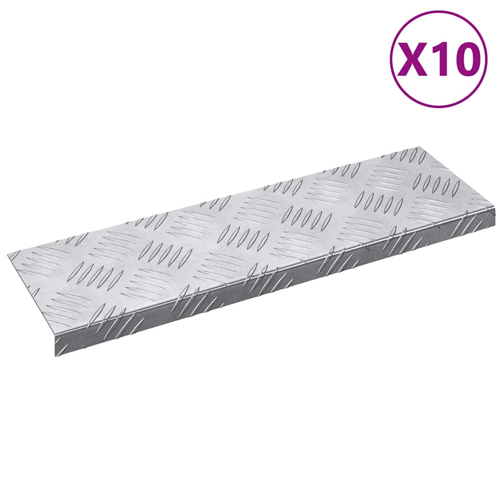 Checker Plates 10 pcs Silver 60 x 18 cm Aluminium
