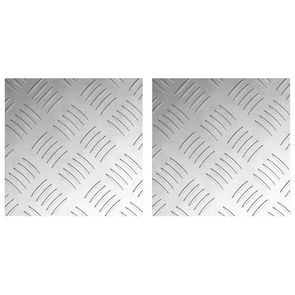 Checker Plates 2 pcs Silver 20 x 20 cm Aluminium