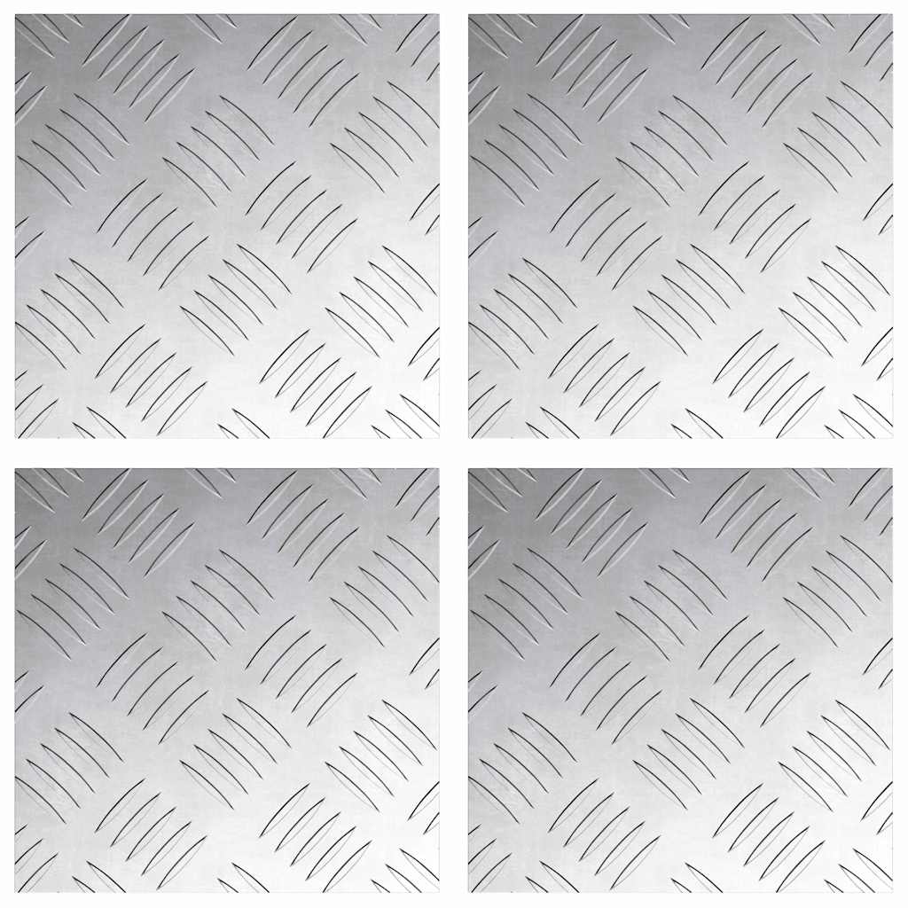 Checker Plates 4 pcs Silver 20 x 20 cm Aluminium