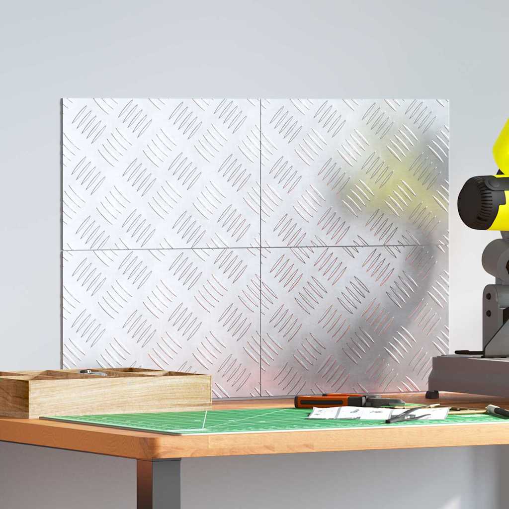Checker Plates 4 pcs Silver 30 x 20 cm Aluminium