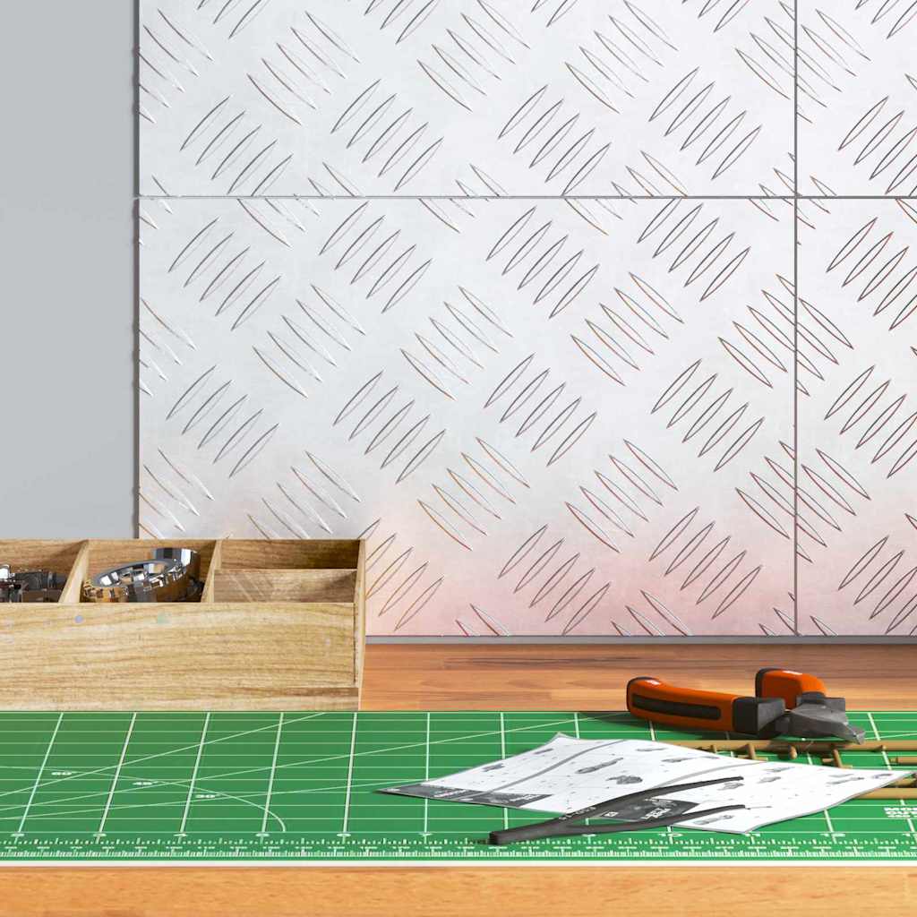 Checker Plates 4 pcs Silver 30 x 20 cm Aluminium