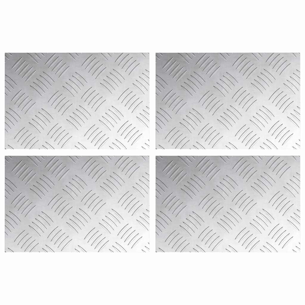Checker Plates 4 pcs Silver 30 x 20 cm Aluminium