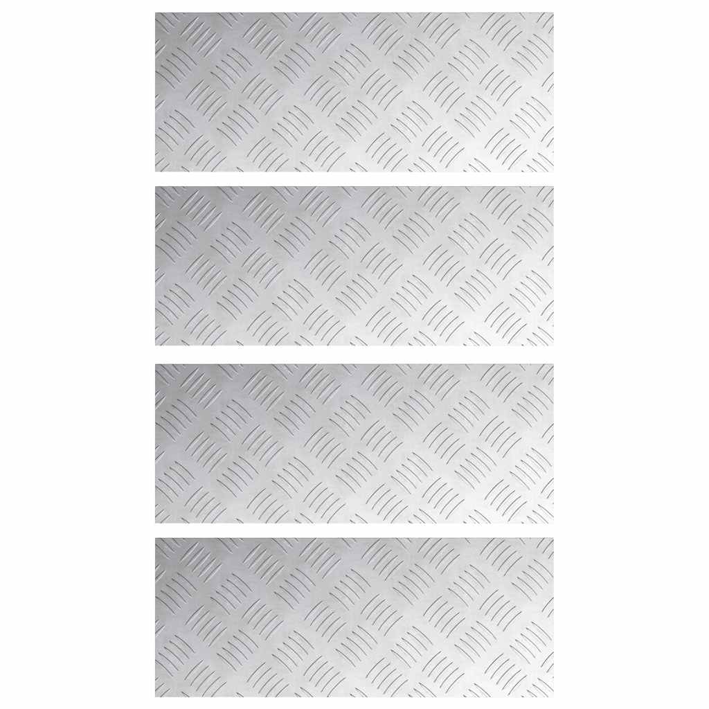 Checker Plates 4 pcs Silver 50 x 20 cm Aluminium