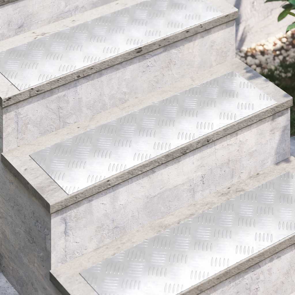 Checker Plates 4 pcs Silver 70 x 20 cm Aluminium