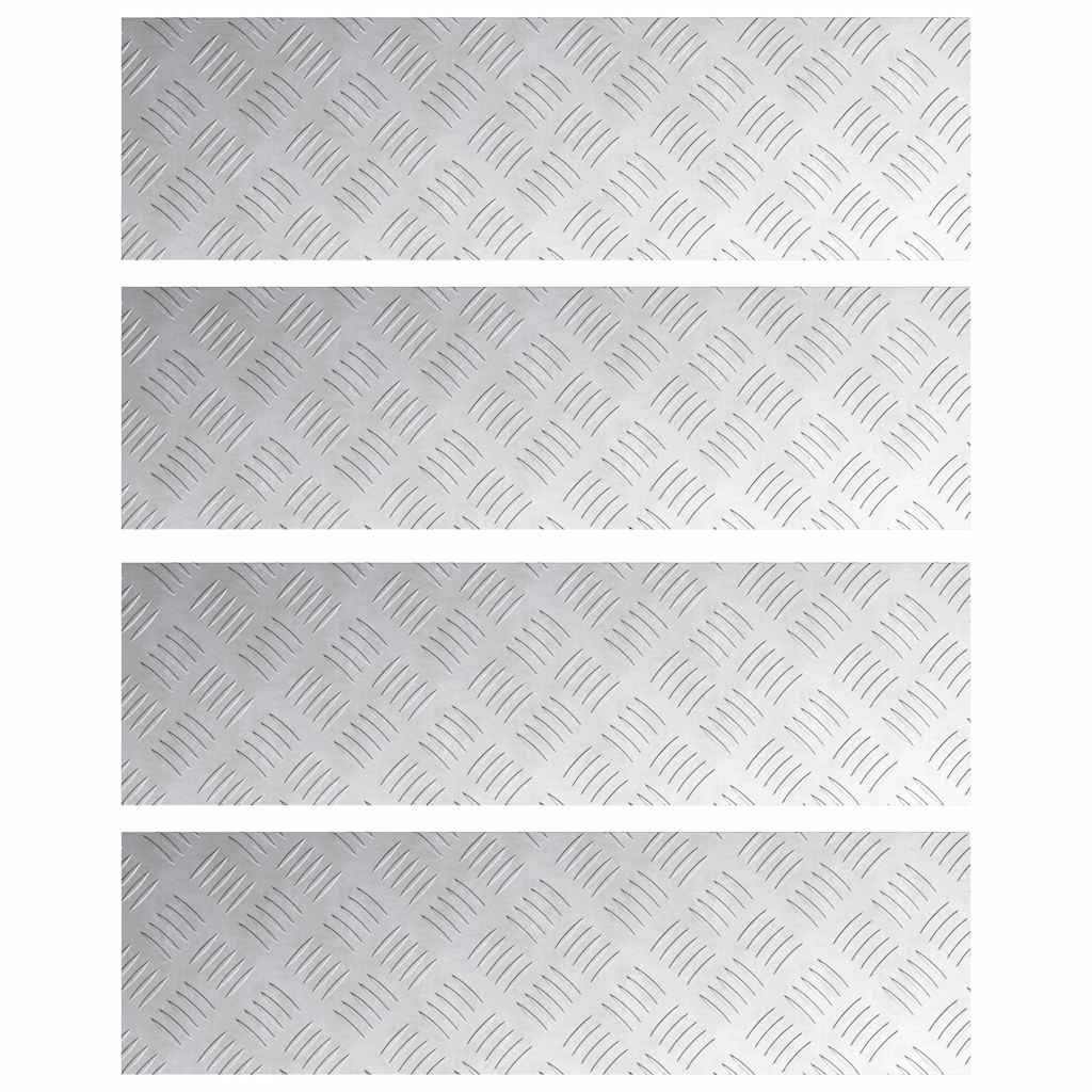 Checker Plates 4 pcs Silver 70 x 20 cm Aluminium