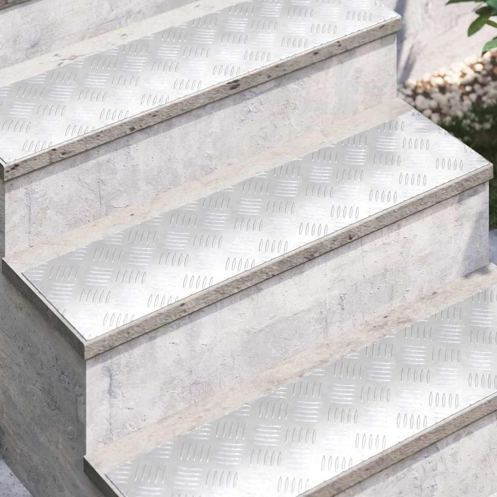 Checker Plates 4 pcs Silver 80 x 20 cm Aluminium