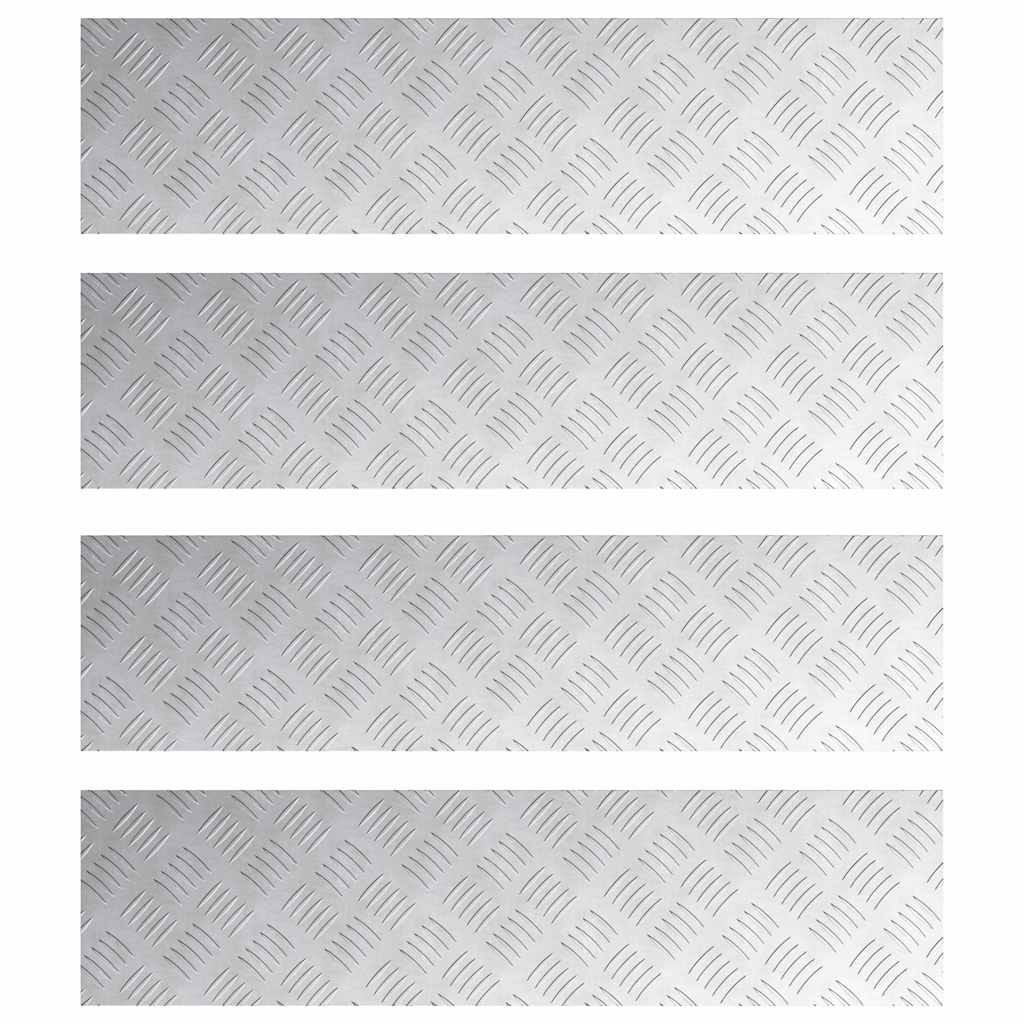 Checker Plates 4 pcs Silver 80 x 20 cm Aluminium