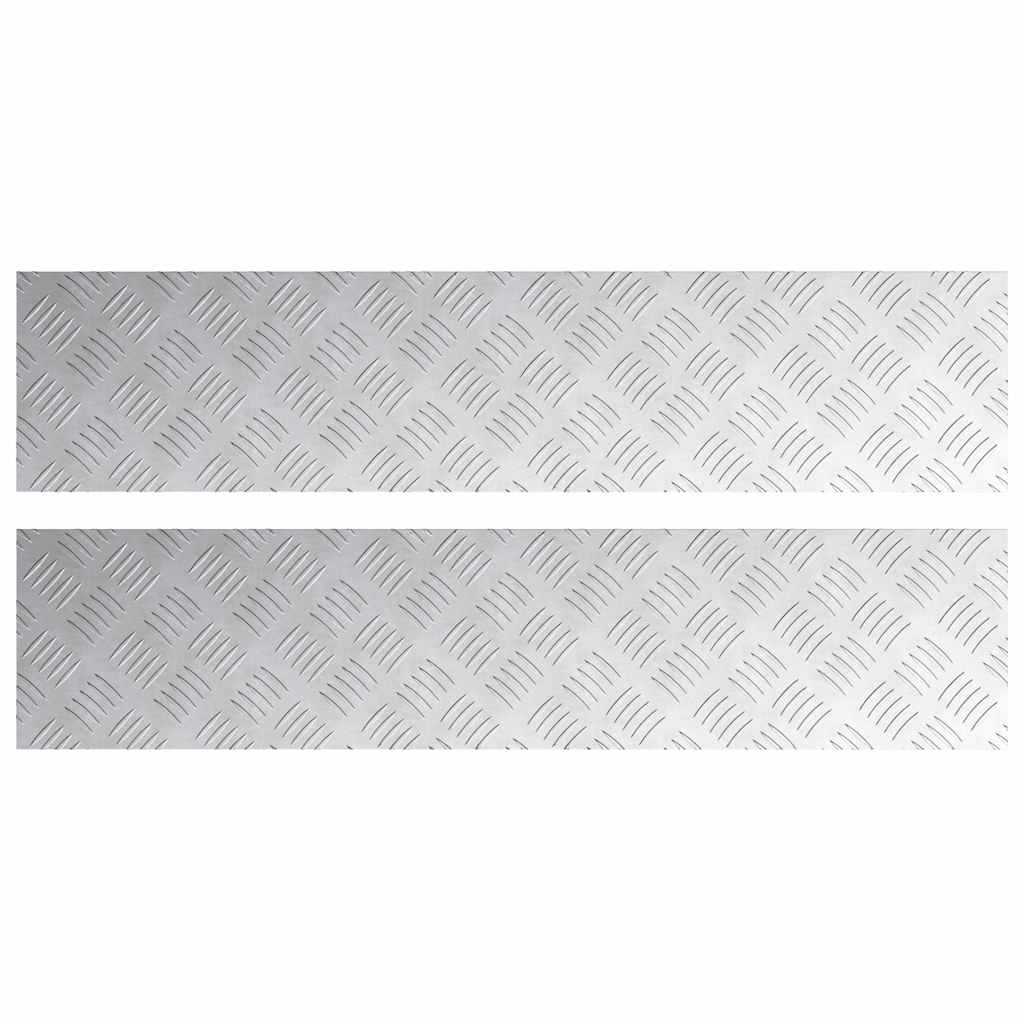 Checker Plates 2 pcs Silver 90 x 20 cm Aluminium