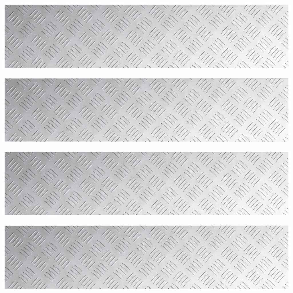 Checker Plates 4 pcs Silver 90 x 20 cm Aluminium