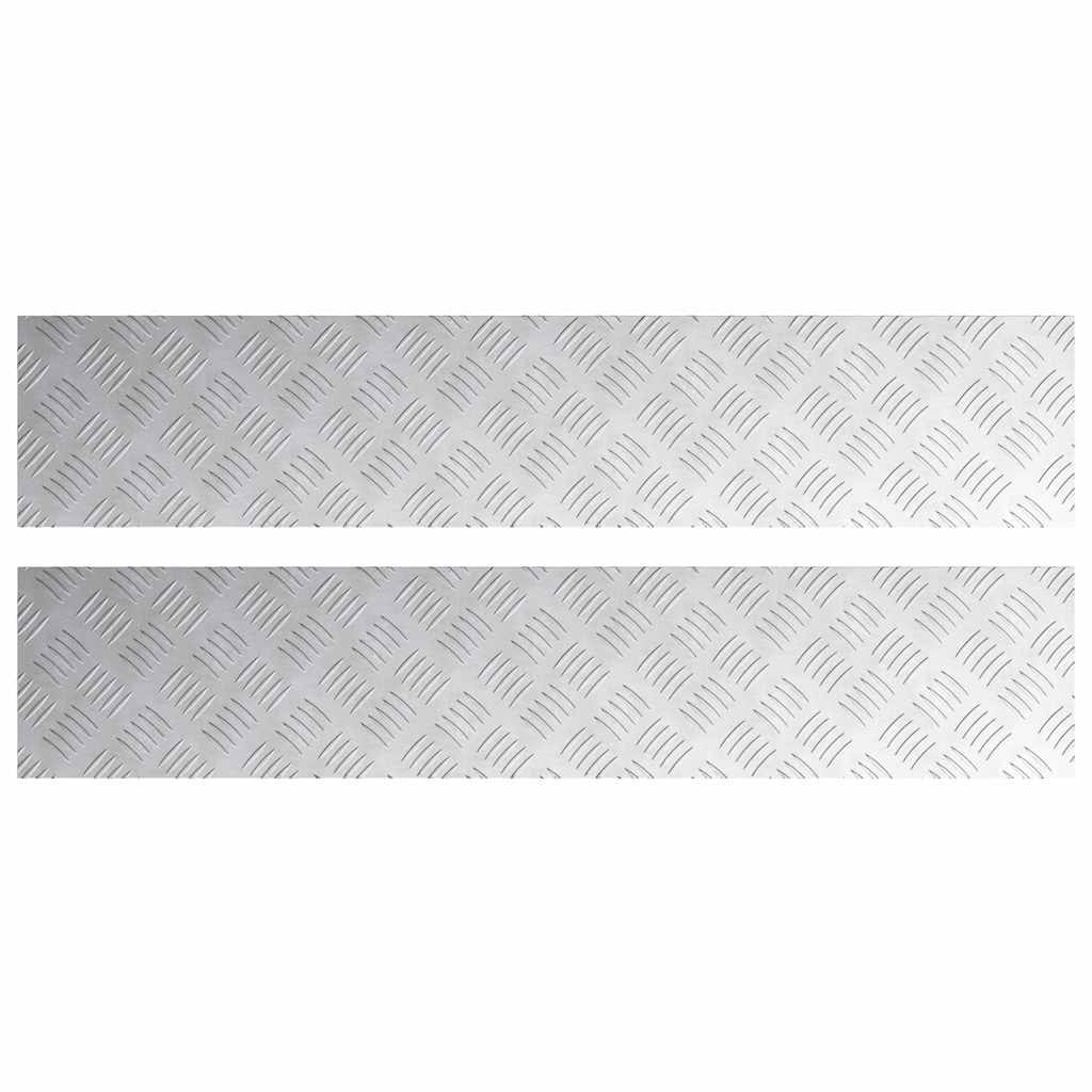 Checker Plates 2 pcs Silver 100 x 20 cm Aluminium