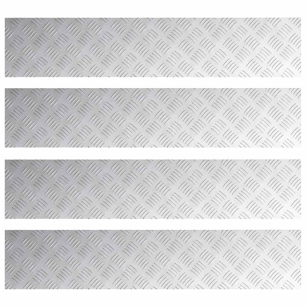 Checker Plates 4 pcs Silver 100 x 20 cm Aluminium