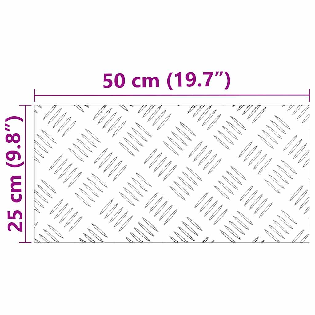 Checker Plates 4 pcs Silver 50 x 25 cm Aluminium