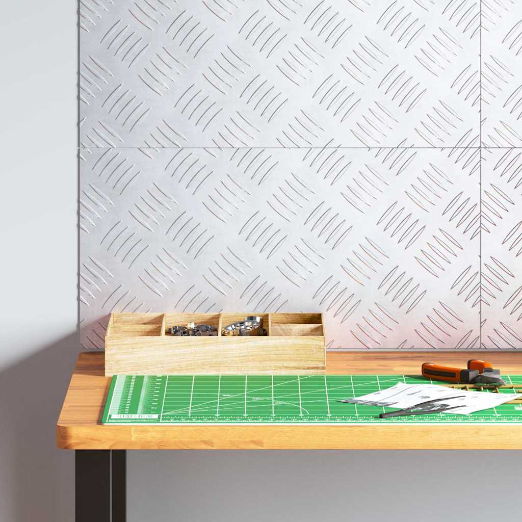 Checker Plates 4 pcs Silver 50 x 25 cm Aluminium