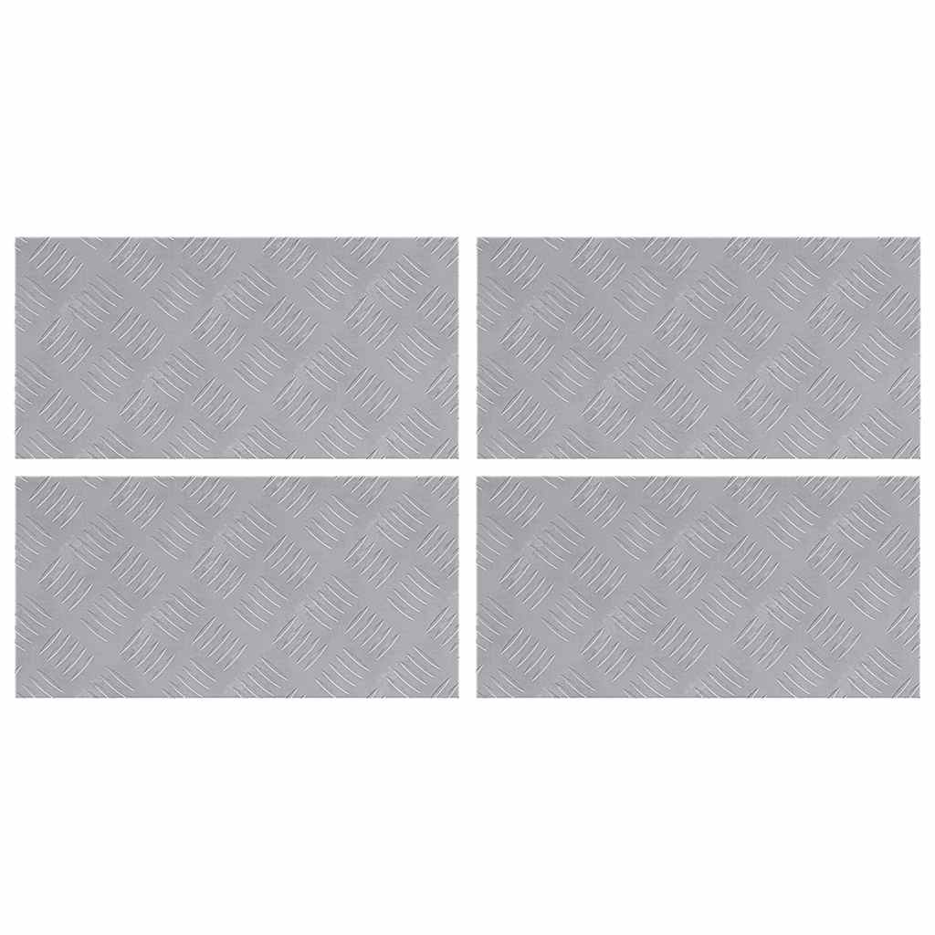 Checker Plates 4 pcs Silver 50 x 25 cm Aluminium