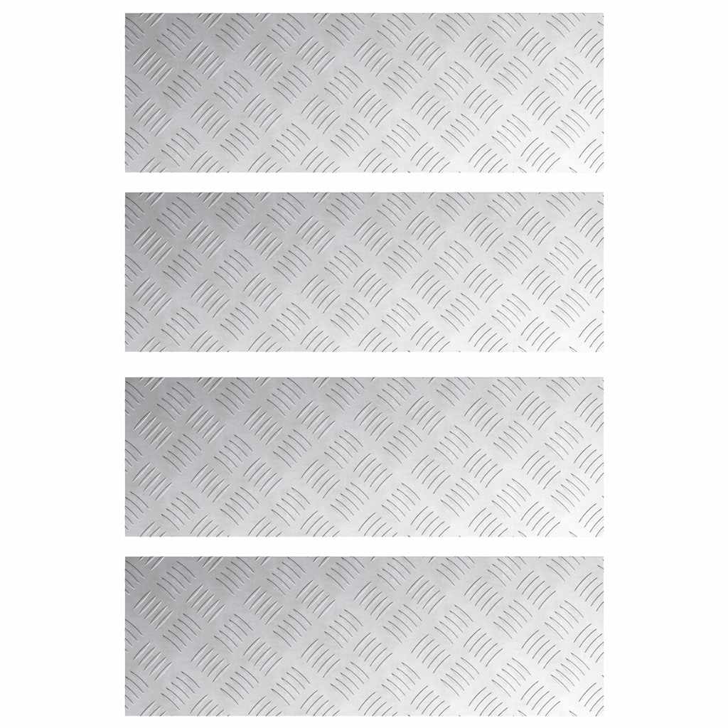 Checker Plates 4 pcs Silver 75 x 25 cm Aluminium