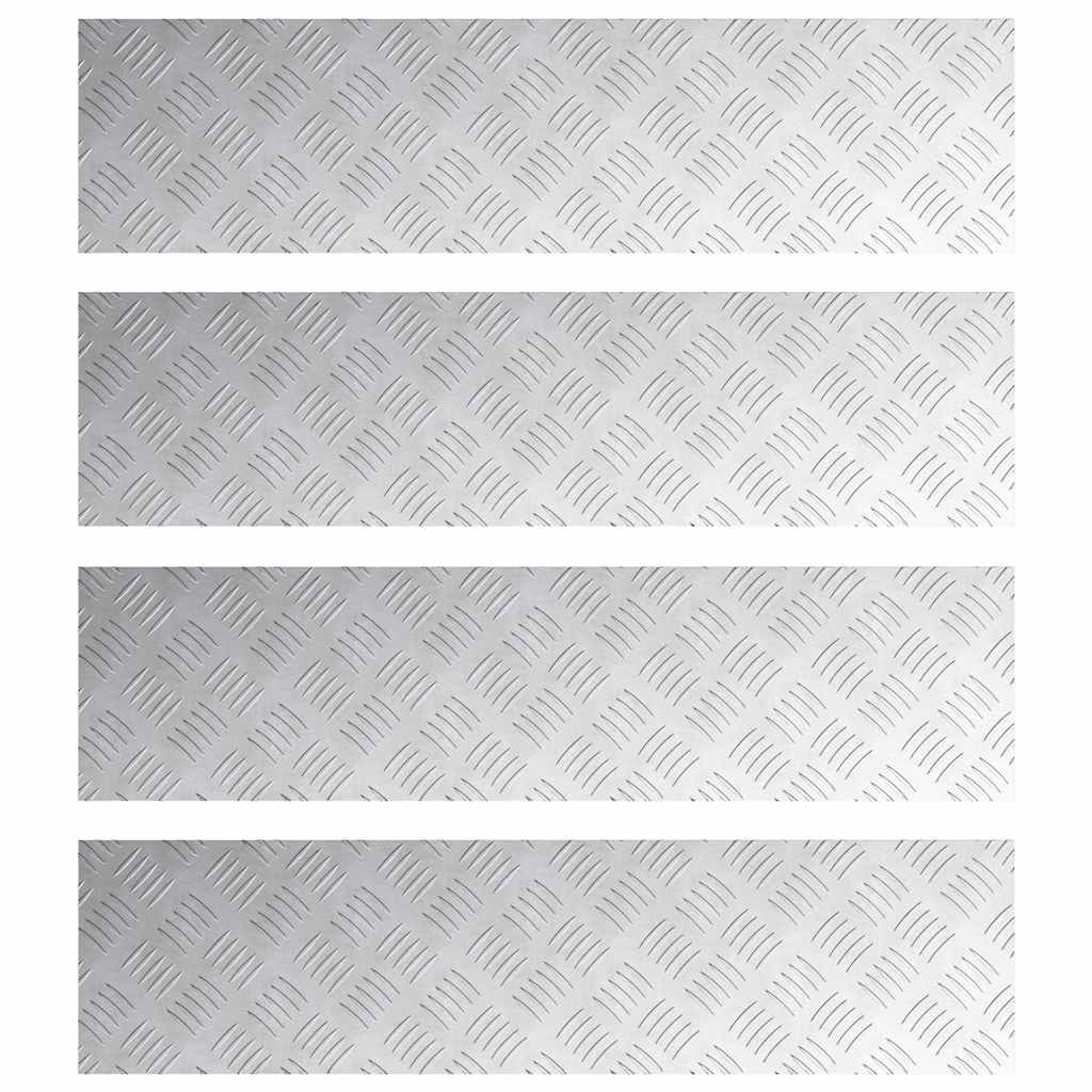 Checker Plates 4 pcs Silver 100 x 25 cm Aluminium
