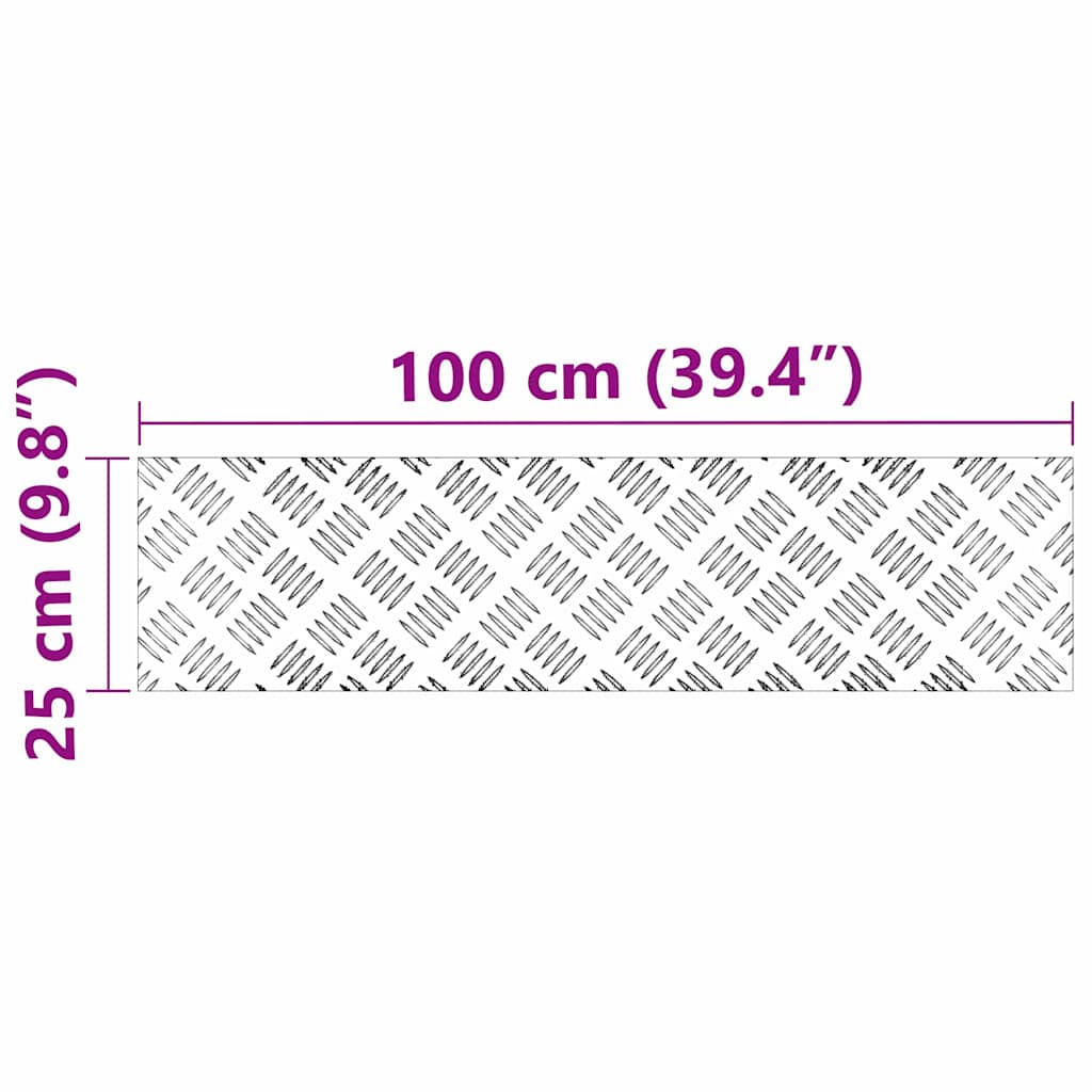 Checker Plates 4 pcs Silver 100 x 25 cm Aluminium