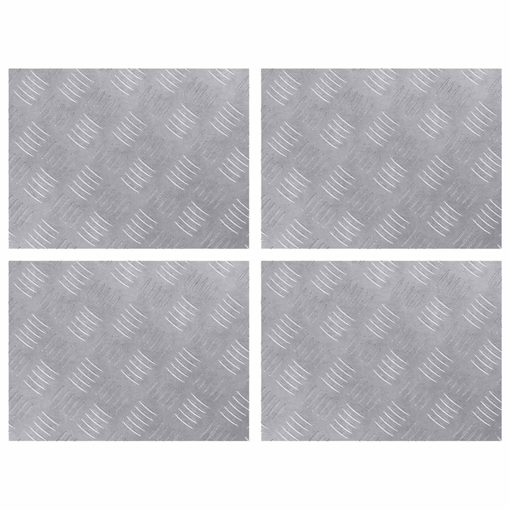 Checker Plates 4 pcs Silver 40 x 30 cm Aluminium