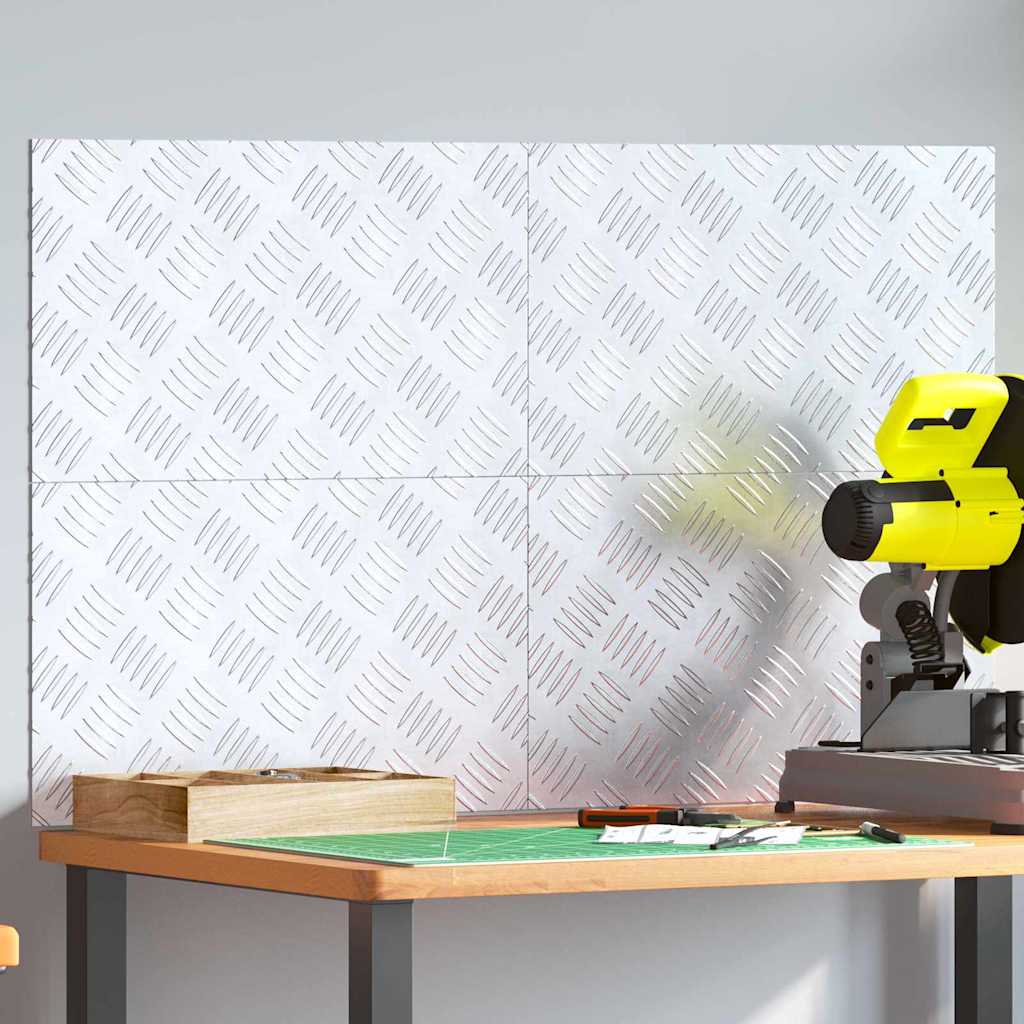 Checker Plates 4 pcs Silver 50 x 30 cm Aluminium