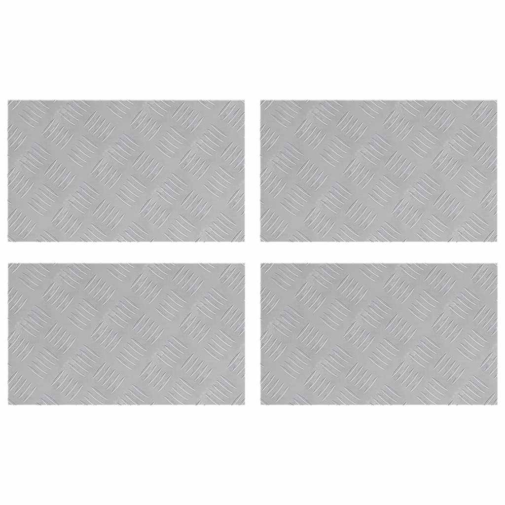 Checker Plates 4 pcs Silver 50 x 30 cm Aluminium