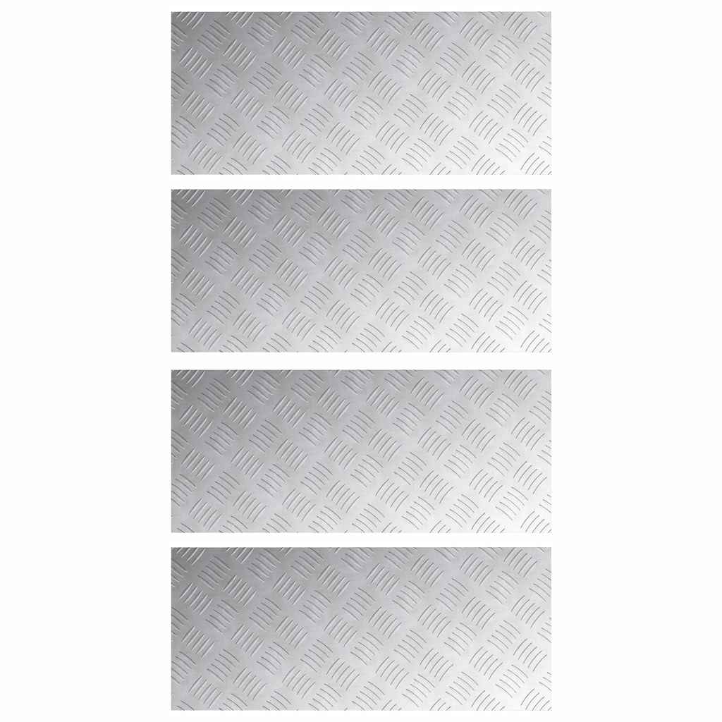 Checker Plates 4 pcs Silver 70 x 30 cm Aluminium