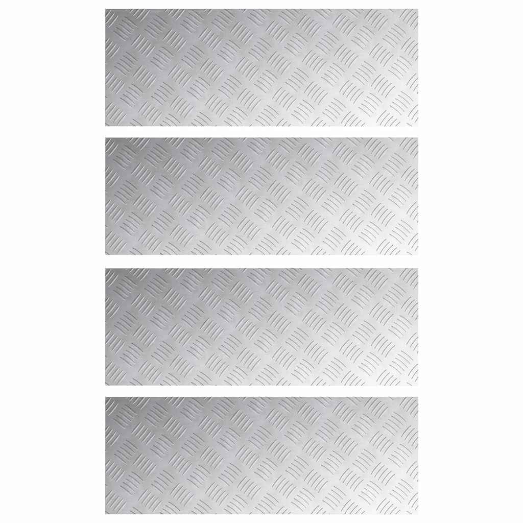 Checker Plates 4 pcs Silver 80 x 30 cm Aluminium