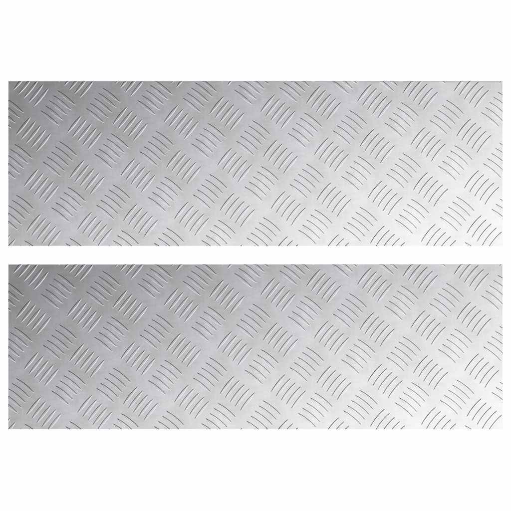 Checker Plates 2 pcs Silver 90 x 30 cm Aluminium